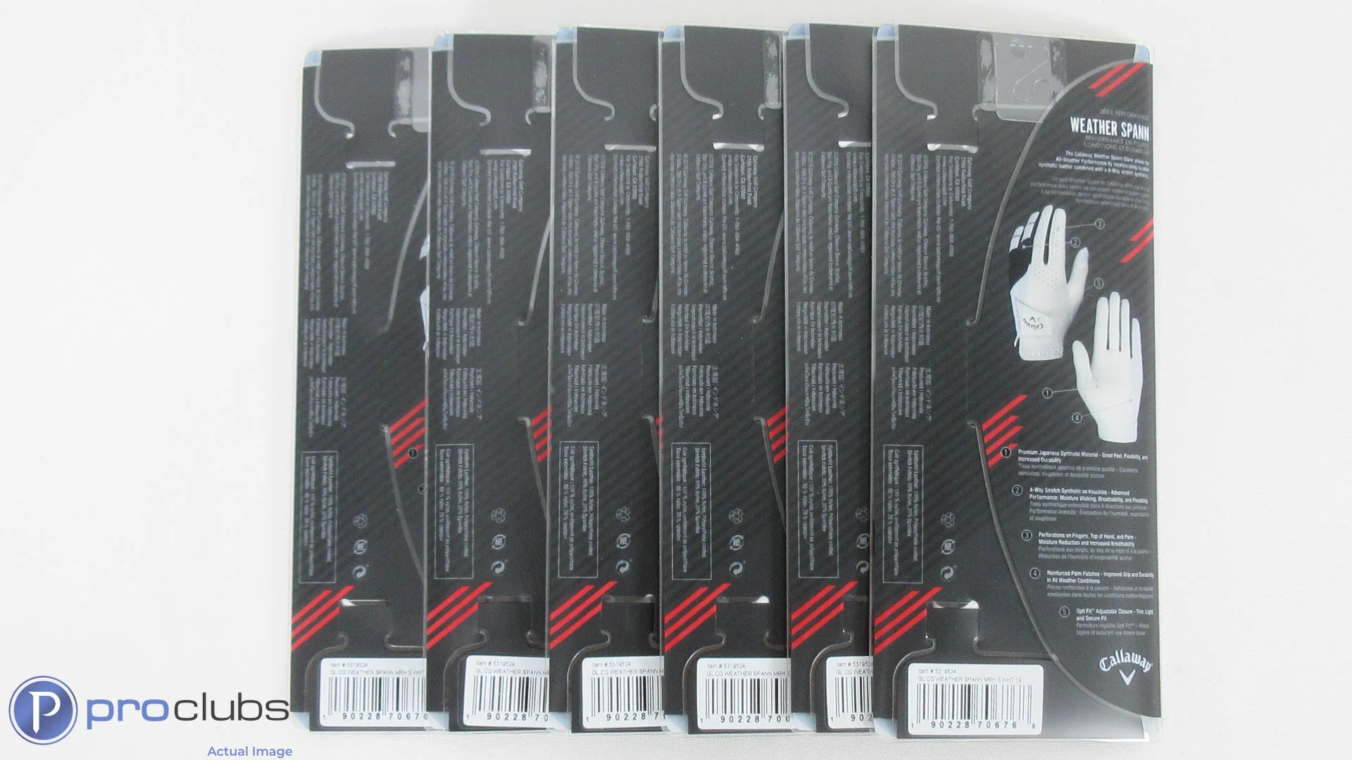 New! 6pc-Callaway Weather Spann Men's Right Hand Small Golf Gloves-344094 - Image 2