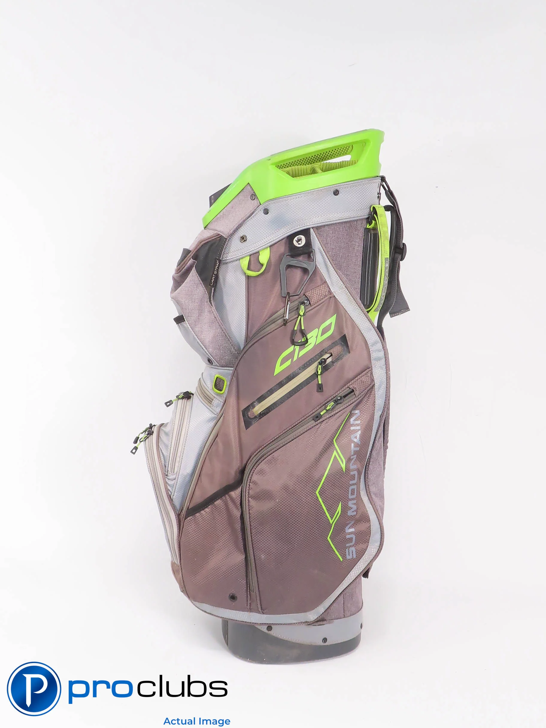 Sun Mountain C130 14-WAY Cart Bag w/Rainhood - Gray/Green 503372